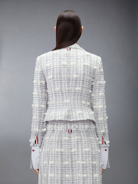 REPP STRIPE POUF TWEED CROPPED JACKET MED GREY