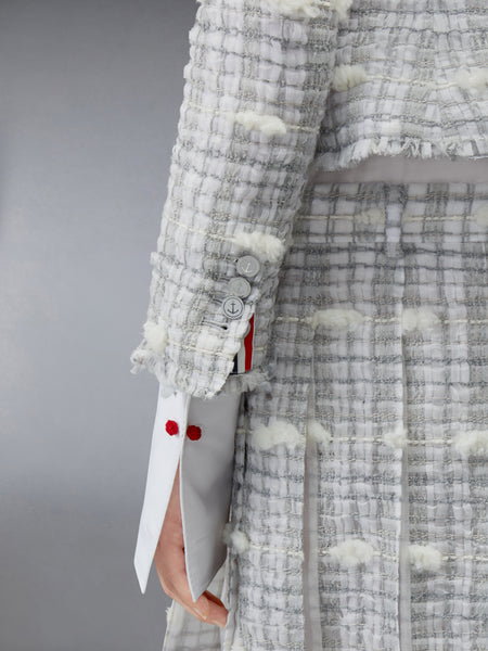 REPP STRIPE POUF TWEED CROPPED JACKET MED GREY