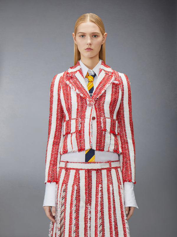 RIBBON TWEED CROPPED JACKET WITH FRAY EDGE - image 1