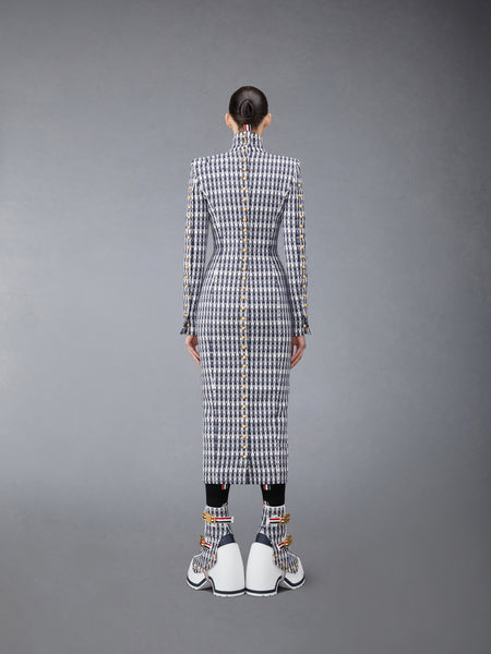 GROSGRAIN TWEED FITTED DRESS MED GREY