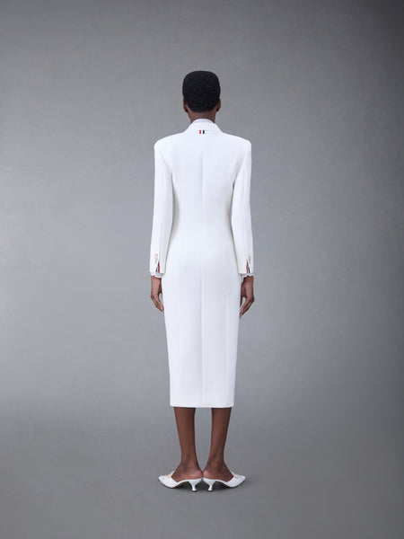 WOOL CREPE MOULDED SHOULDER MAXI DRESS WHITE