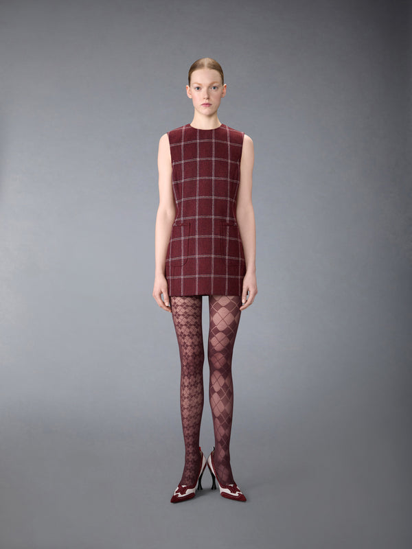 WINDOWPANE HUNTING TWEED MINI PENCIL DRESS - image 3