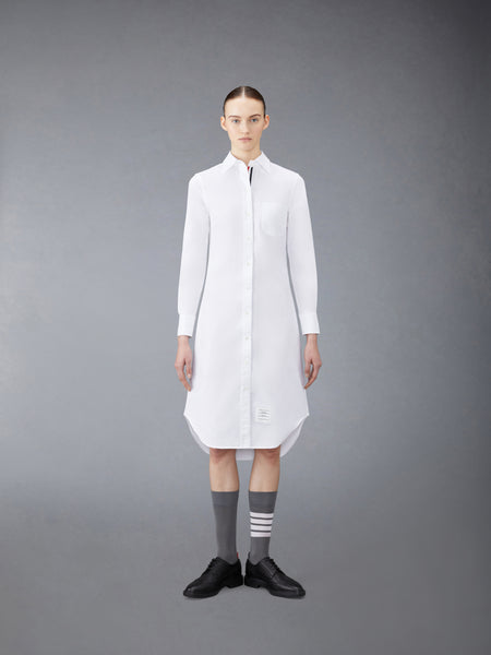 OXFORD GROSGRAIN PLACKET SHIRTDRESS WHITE