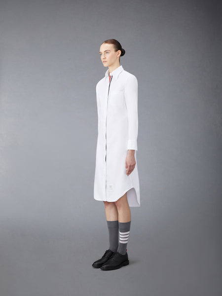 OXFORD GROSGRAIN PLACKET SHIRTDRESS WHITE