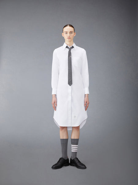 OXFORD GROSGRAIN PLACKET SHIRTDRESS WHITE