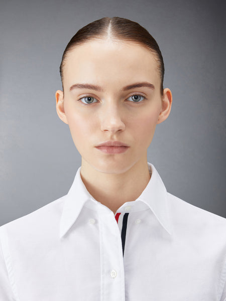 OXFORD GROSGRAIN PLACKET SHIRTDRESS WHITE