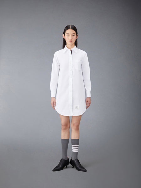 OXFORD GROSGRAIN PLACKET MINI SHIRTDRESS WHITE