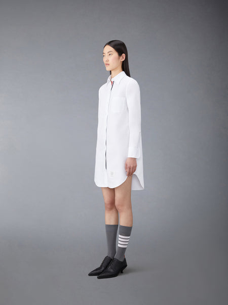 OXFORD GROSGRAIN PLACKET MINI SHIRTDRESS WHITE