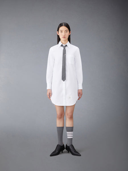 OXFORD GROSGRAIN PLACKET MINI SHIRTDRESS WHITE