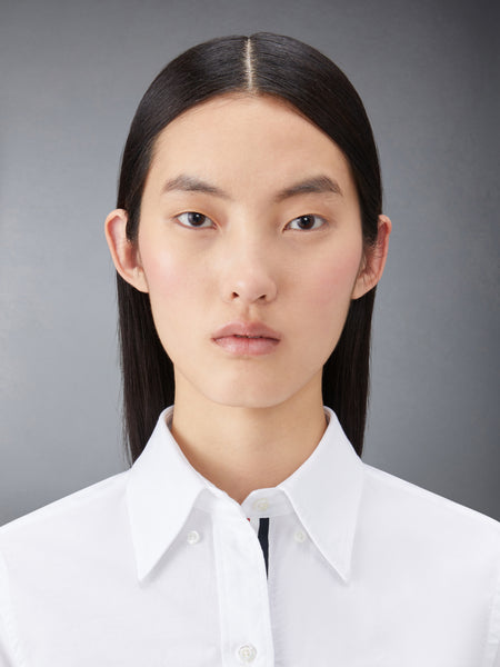 OXFORD GROSGRAIN PLACKET MINI SHIRTDRESS WHITE