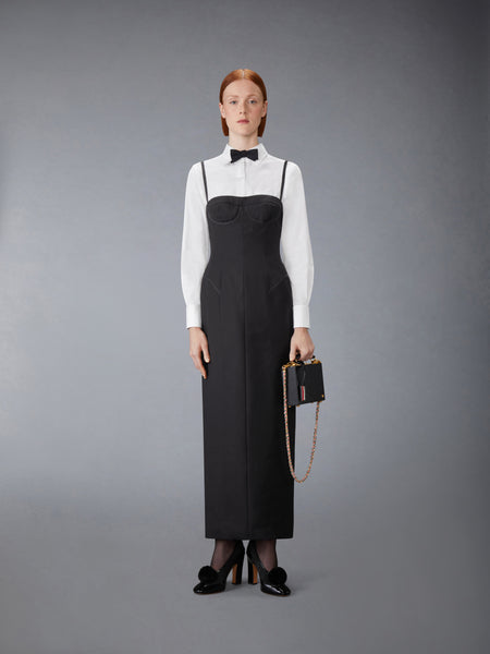 2-PLY FRESCO TIPPING CORSET PENCIL DRESS BLACK