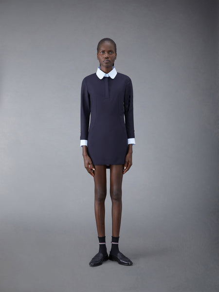 Plain Weave 4-Bar Seamed Sport Coat Dress DARK BLUE