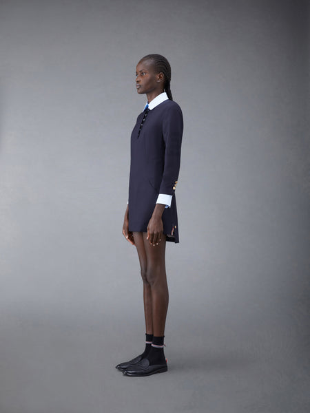 Plain Weave 4-Bar Seamed Sport Coat Dress DARK BLUE
