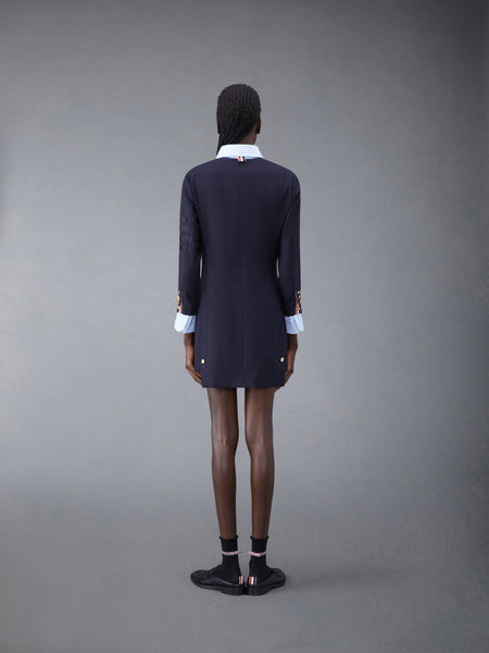 Plain Weave 4-Bar Seamed Sport Coat Dress DARK BLUE