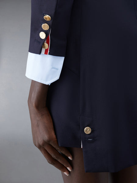 Plain Weave 4-Bar Seamed Sport Coat Dress DARK BLUE