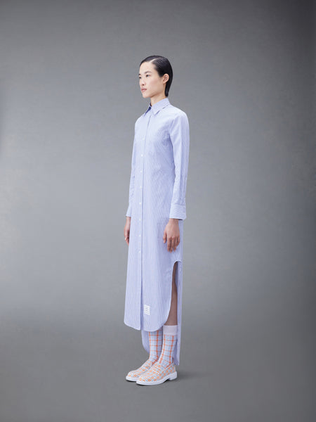 STRIPE POPLIN MAXI SHIRTDRESS MEDIUM BLUE