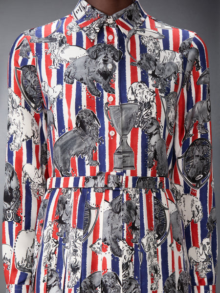 SILK TWILL HECTOR PLEATED DRESS RWBWHT
