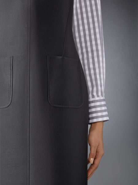 WOOL AND SILK SQUARE NECK COLUMN DRESS MEDIUM GREY