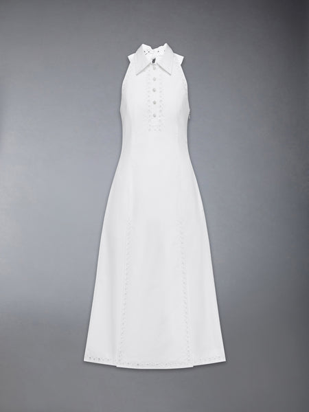 ANGLAISE AND POPLIN POLO HALTER DRESS WHITE