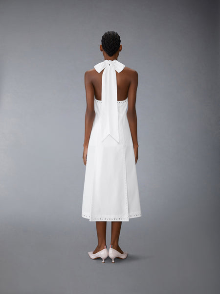 ANGLAISE AND POPLIN POLO HALTER DRESS WHITE