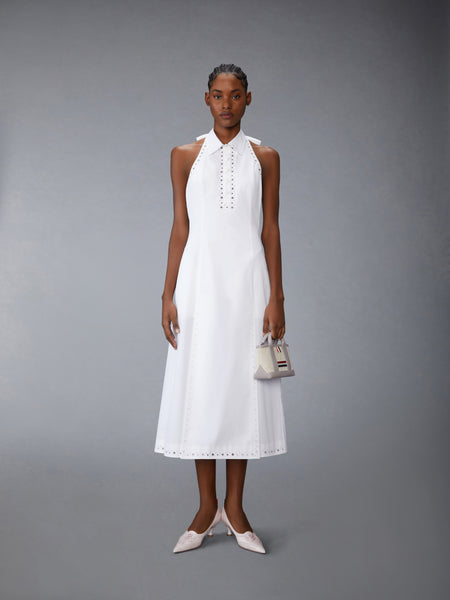 ANGLAISE AND POPLIN POLO HALTER DRESS WHITE
