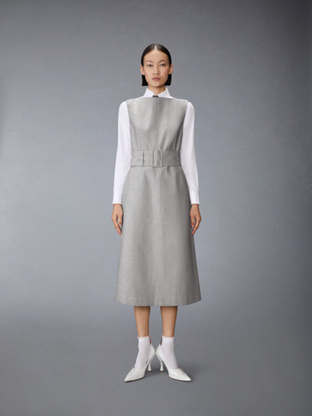 TONAL UNIVERSITY STRIPE BOAT NECK DRESS LT GREY