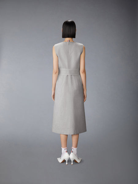 TONAL UNIVERSITY STRIPE BOAT NECK DRESS LT GREY