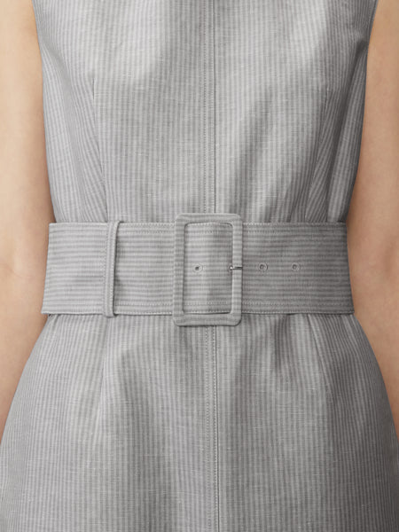 TONAL UNIVERSITY STRIPE BOAT NECK DRESS LT GREY