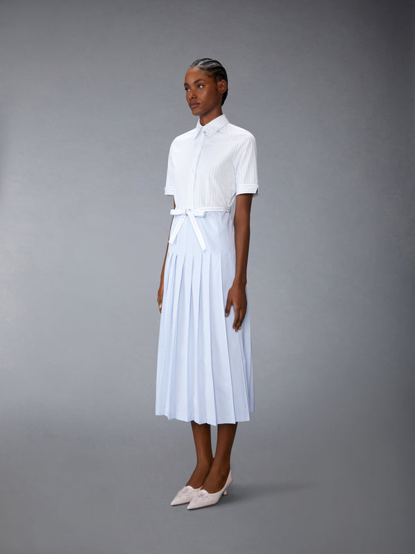PINSTRIPE POPLIN BELTED PLEATED SHIRTDRESS - image 2