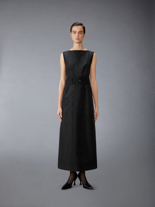 SILK MOIRE BOAT NECK COLUMN DRESS - image 3