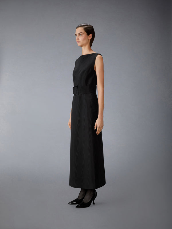 SILK MOIRE BOAT NECK COLUMN DRESS - image 4