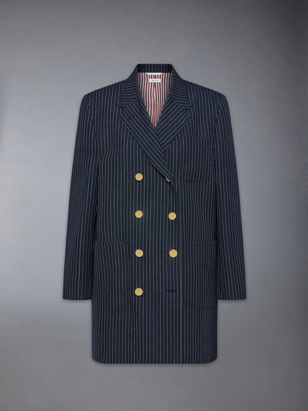 PINSTRIPE HIGH TWIST WOOL SACK SPORTCOAT DRESS - featured image