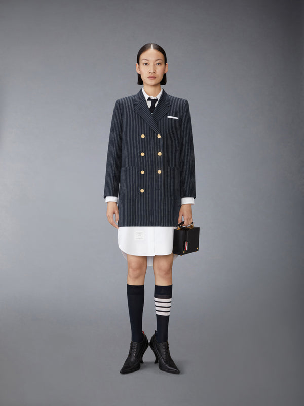 PINSTRIPE HIGH TWIST WOOL SACK SPORTCOAT DRESS - image 4