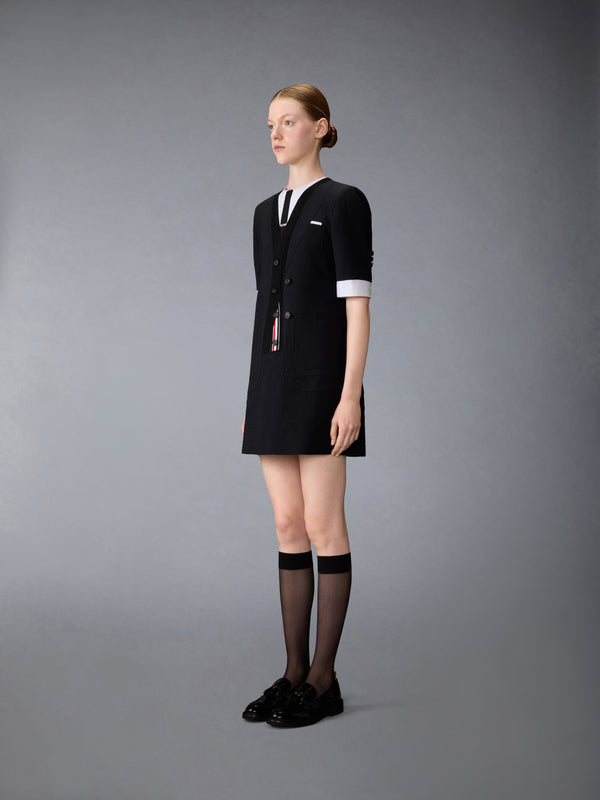 WOOL SEERSUCKER TROMPE L’ŒIL SACK MINI DRESS - image 3