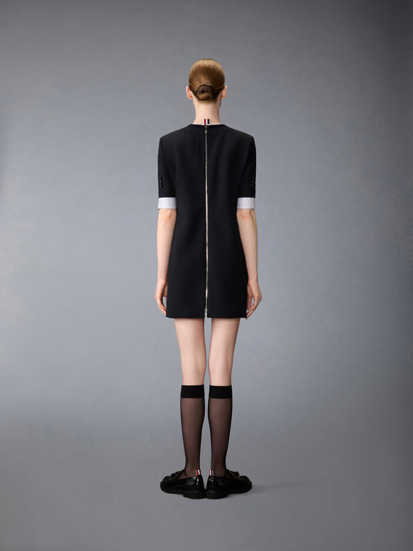 WOOL SEERSUCKER TROMPE L’ŒIL SACK MINI DRESS - image 2