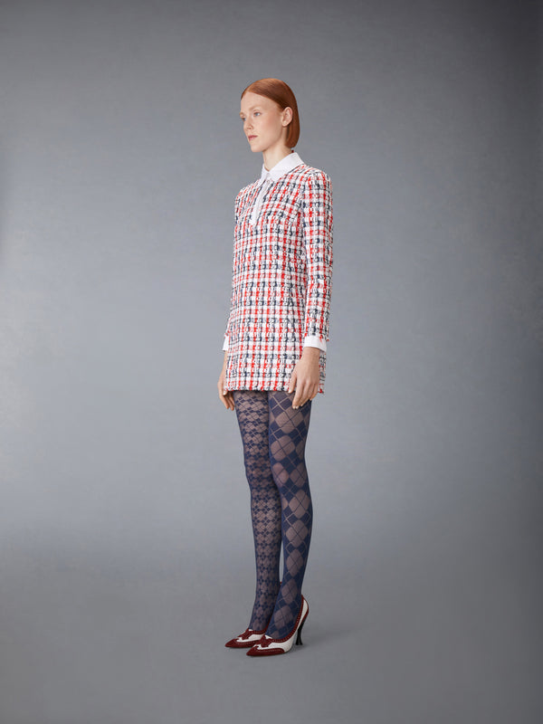 GINGHAM SATIN RIBBON TWEED SHIFT DRESS - image 2