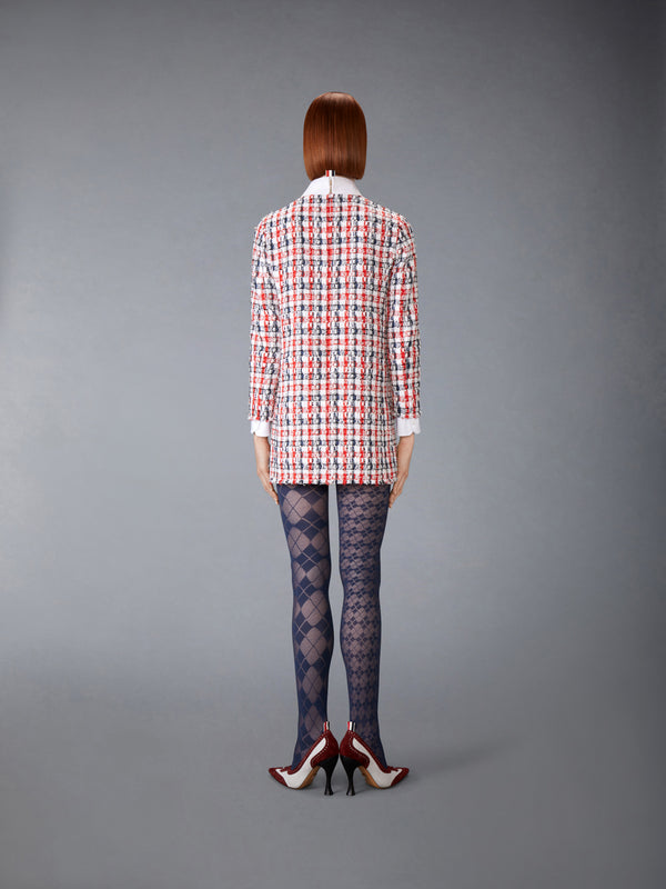 GINGHAM SATIN RIBBON TWEED SHIFT DRESS - image 3