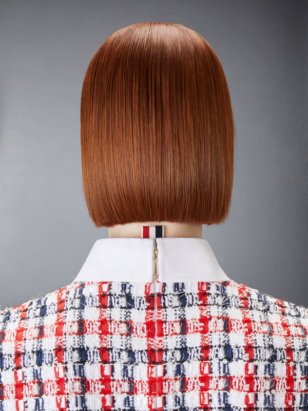 GINGHAM SATIN RIBBON TWEED SHIFT DRESS - image 6