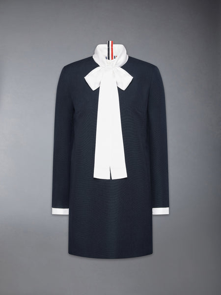 HIGH WOOL SUITING SHIFT DRESS NAVY