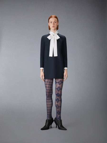 HIGH WOOL SUITING SHIFT DRESS NAVY