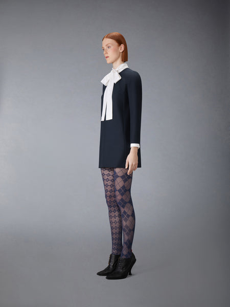 HIGH WOOL SUITING SHIFT DRESS NAVY