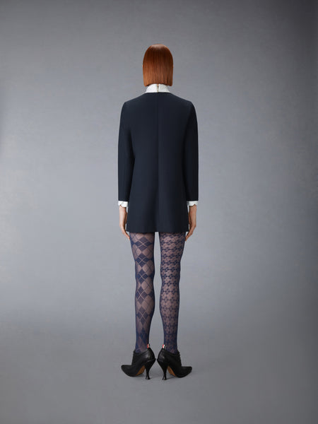 HIGH WOOL SUITING SHIFT DRESS NAVY