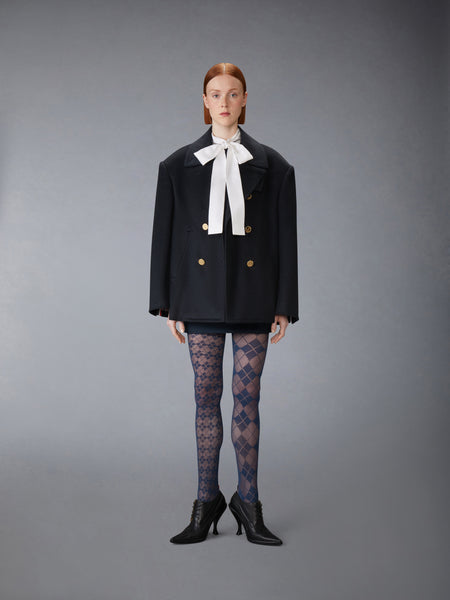 HIGH WOOL SUITING SHIFT DRESS NAVY