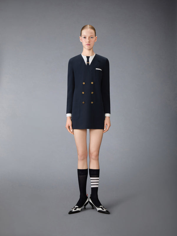 WOOL SEERSUCKER TROMPE L’ŒIL SHIFT MINI DRESS - image 1