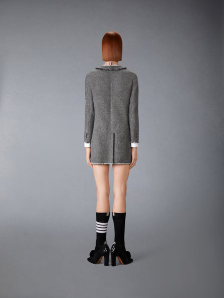 SOLID DONEGAL TWEED TROMPE L'OEIL DRESS BLK/WHT