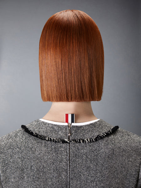 SOLID DONEGAL TWEED TROMPE L'OEIL DRESS BLK/WHT