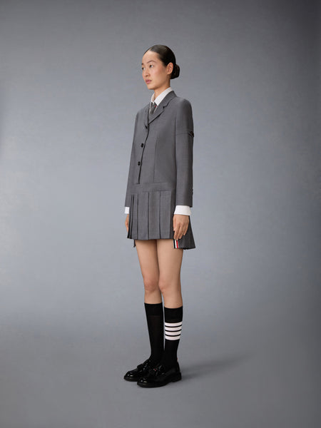 SUPER 120'S TWILL SPORTCOAT PLEATED MINI DRESS MED GREY