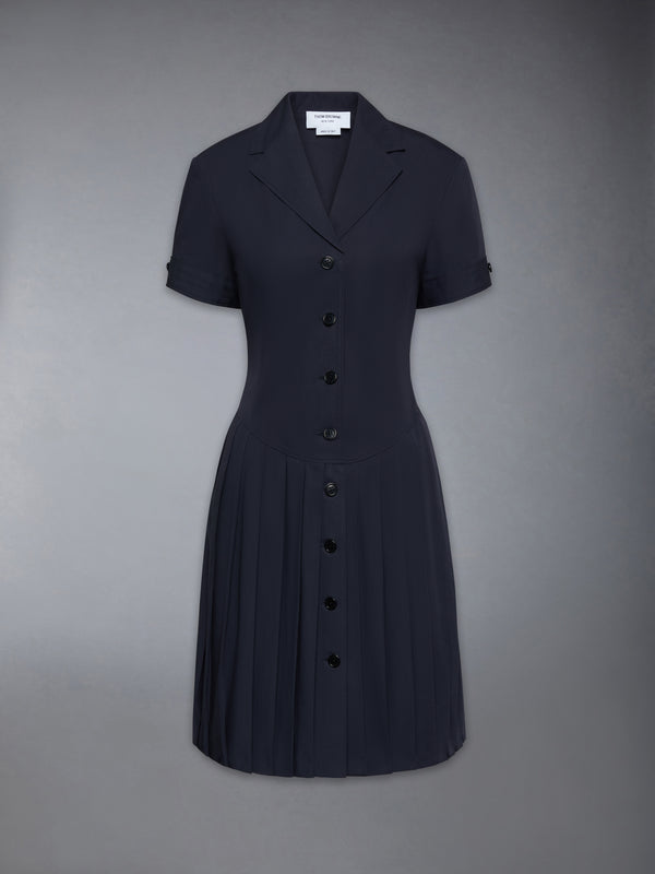 LAPEL COLLAR PLEATED DRESS - featured image