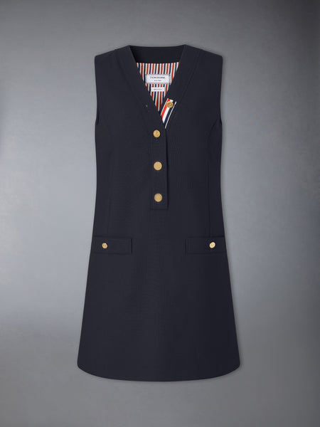 HOPSACK SUITING CARDIGAN DRESS NAVY