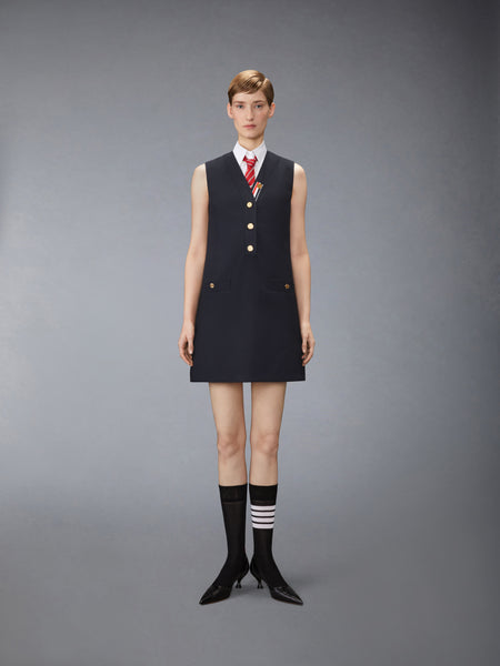 HOPSACK SUITING CARDIGAN DRESS NAVY